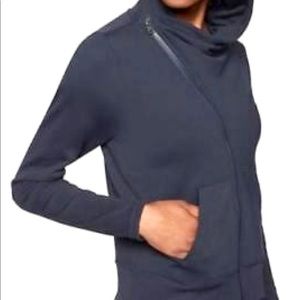 Athleta Womens Malabar Hoodie Navy Blue Size XS Full Zip Asymmetrical 354416